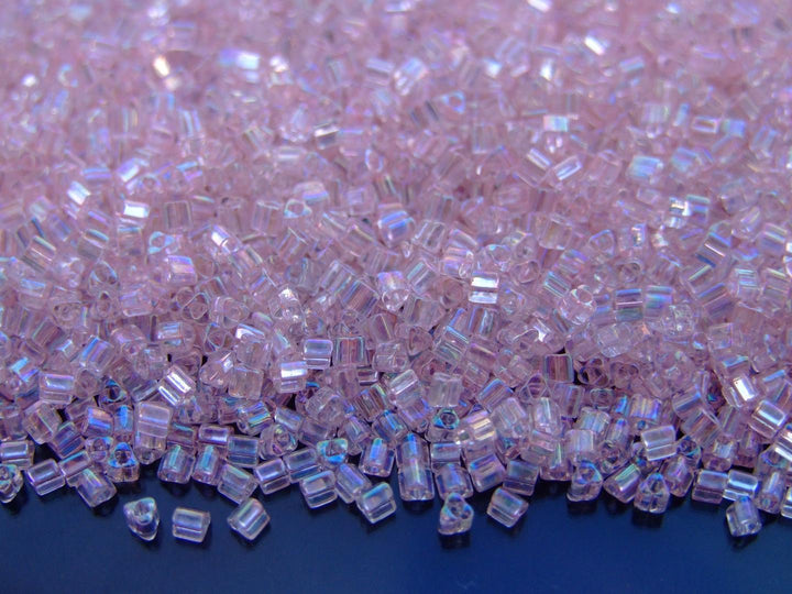 10g TOHO 11/0 Triangle Japanese Seed Beads 2mm 171 Dyed Ballerina Pink Rainbow Beadacious