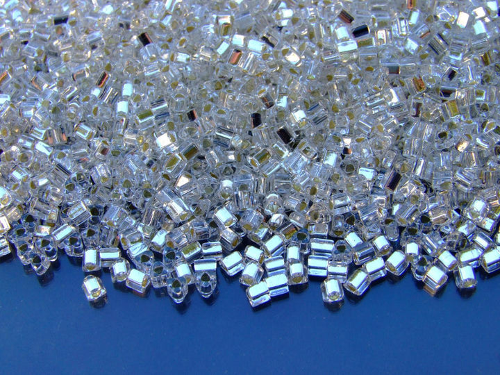 10g TOHO 11/0 Triangle Japanese Seed Beads 2mm 21 Silver Lined Crystal Beadacious