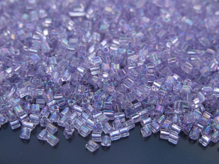 10g TOHO 11/0 Triangle Japanese Seed Beads 2mm 477D Transparent Foxglove Rainbow Beadacious