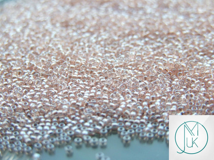 10g TOHO 15/0 Round Japanese Seed Beads 1.5mm 106 Transparent Rosaline Luster Beadacious