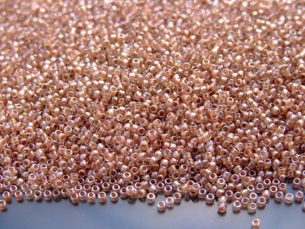 10g TOHO 15/0 Round Japanese Seed Beads 1.5mm 1071 Inside Color Crystal/Antique Plum Lined Beadacious