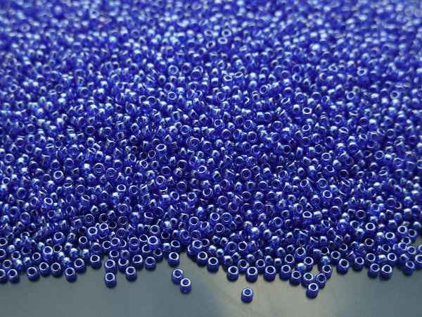 10g TOHO 15/0 Round Japanese Seed Beads 1.5mm 116 Transparent Lustered Cobalt Beadacious