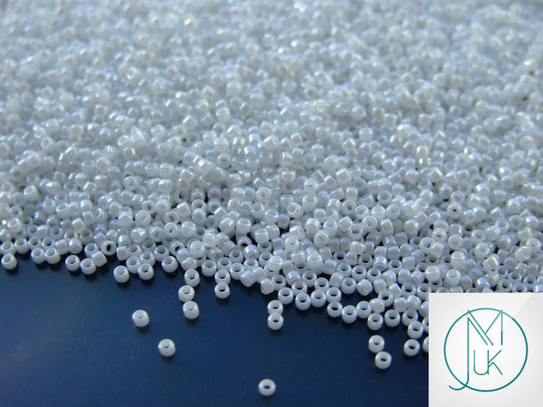 10g TOHO 15/0 Round Japanese Seed Beads 1.5mm 121 Opaque White Luster Beadacious