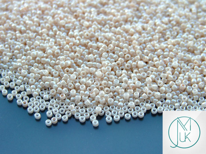 10g TOHO 15/0 Round Japanese Seed Beads 1.5mm 123 Opaque Light Beige Luster Beadacious