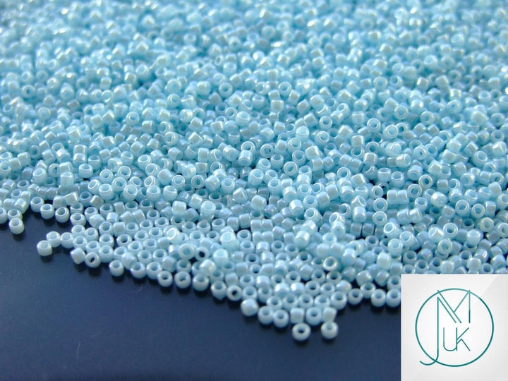 10g TOHO 15/0 Round Japanese Seed Beads 1.5mm 124 Opaque Pale Blue Luster Beadacious