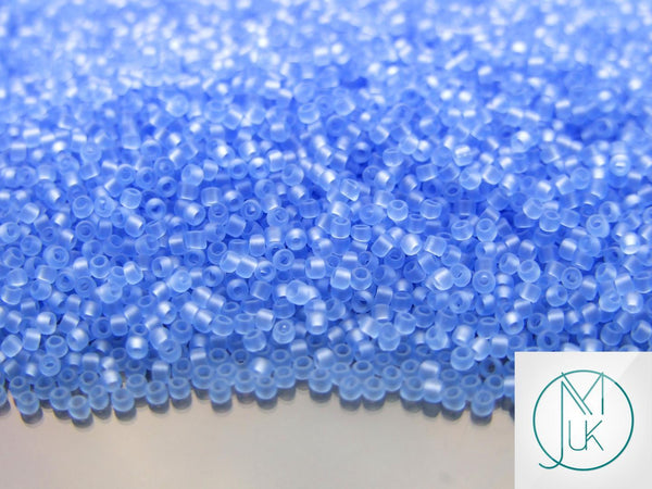 10g TOHO 15/0 Round Japanese Seed Beads 1.5mm 13F Transparent Frosted Light Sapphire Beadacious