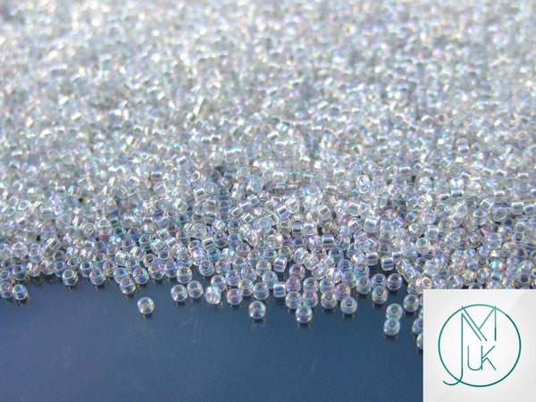 10g TOHO 15/0 Round Japanese Seed Beads 1.5mm 161 Transparent Crystal Rainbow Beadacious