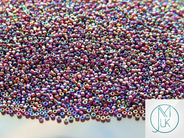 10g TOHO 15/0 Round Japanese Seed Beads 1.5mm 166C Transparent Amethyst Rainbow Beadacious