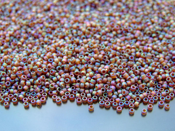 10g TOHO 15/0 Round Japanese Seed Beads 1.5mm 177F Transparent Frosted Smoky Topaz Rainbow Beadacious