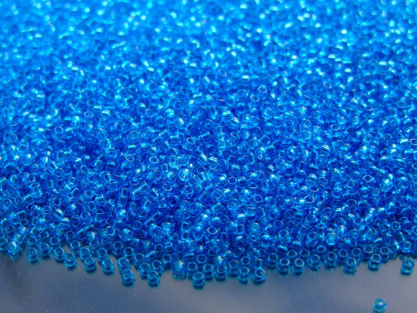 10g TOHO 15/0 Round Japanese Seed Beads 1.5mm 3B Transparent Dark Aquamarine Beadacious