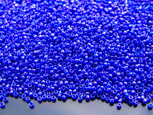 10g TOHO 15/0 Round Japanese Seed Beads 1.5mm 408 Opaque Rainbow Navy Blue Beadacious