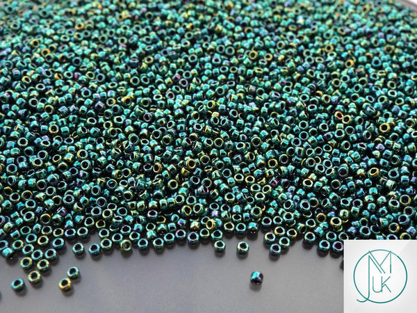 10g TOHO 15/0 Round Japanese Seed Beads 1.5mm 506 Higher Metallic June Bug Beadacious