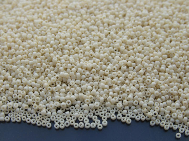 10g TOHO 15/0 Round Japanese Seed Beads 1.5mm 51 Opaque Light Beige Beadacious