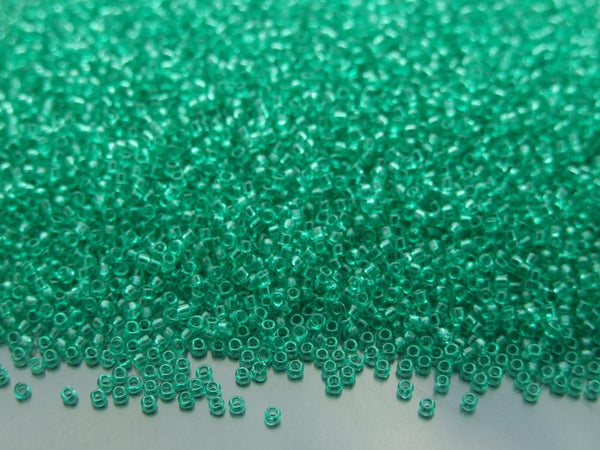 10g TOHO 15/0 Round Japanese Seed Beads 1.5mm 72 Transparent Beach Glass Green Beadacious