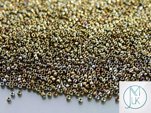 10g TOHO 15/0 Round Japanese Seed Beads 1.5mm 83 Metallic Iris Brown Beadacious