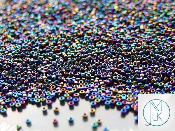 10g TOHO 15/0 Round Japanese Seed Beads 1.5mm 86 Metallic Rainbow Iris Beadacious