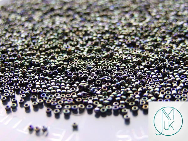 10g TOHO 15/0 Round Japanese Seed Beads 1.5mm 89 Metallic Moss Beadacious