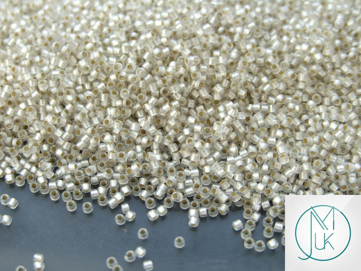 10g TOHO 15/0 Round Japanese Seed Beads 1.5mm PF21F PermaFinish Silver Lined Frosted Crystal Beadacious