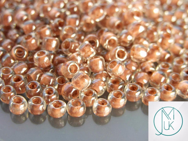 10g TOHO 3/0 Round Japanese Seed Beads 5.5mm 1071 Inside Color Crystal/Antique Plum Lined Beadacious