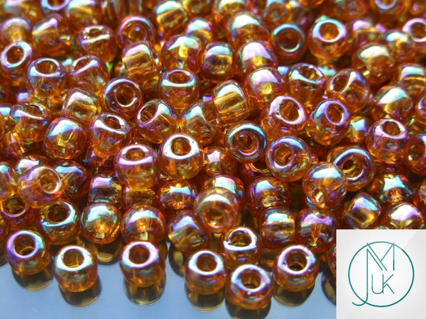 10g TOHO 3/0 Round Japanese Seed Beads 5.5mm 162C Transparent Rainbow Topaz Beadacious