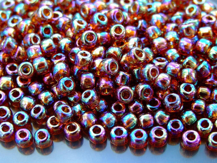 10g TOHO 3/0 Round Japanese Seed Beads 5.5mm 177 Transparent Smoky Topaz Rainbow Beadacious