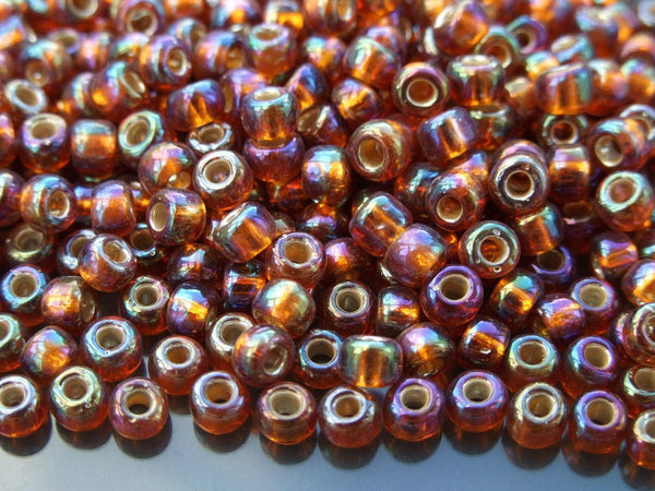 10g TOHO 3/0 Round Japanese Seed Beads 5.5mm 2034 Silver Lined Rainbow Topaz Beadacious