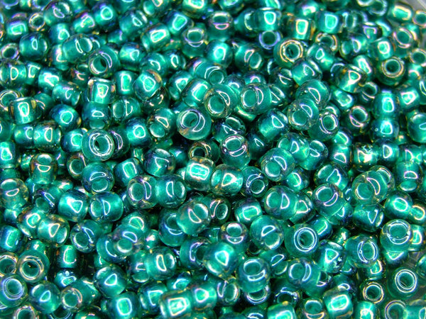 10g TOHO 3/0 Round Japanese Seed Beads 5.5mm 270 Inside Color Crystal/Metallic Teal Beadacious