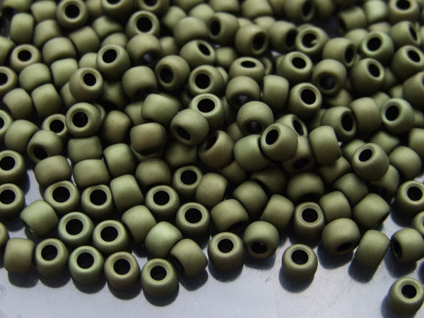 10g TOHO 3/0 Round Japanese Seed Beads 5.5mm 617 Matte Color Dark Olivine Beadacious