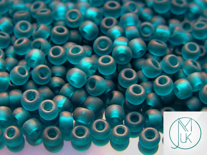 10g TOHO 3/0 Round Japanese Seed Beads 5.5mm 7BDF Transparent Frosted Teal Beadacious