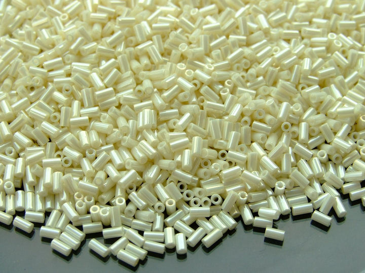 10g TOHO 3mm Bugle Japanese Seed Beads 122 Opaque Navajo White Luster Beadacious