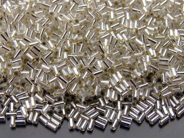 10g TOHO 3mm Bugle Japanese Seed Beads 21 Silver Lined Crystal Beadacious