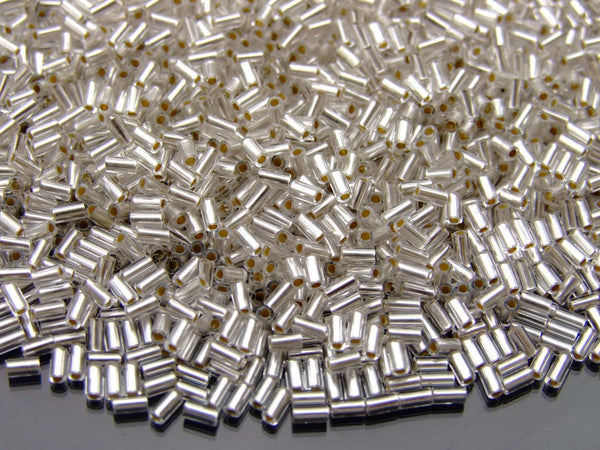 10g TOHO 3mm Bugle Japanese Seed Beads 21F Silver Lined Frosted Crystal Beadacious