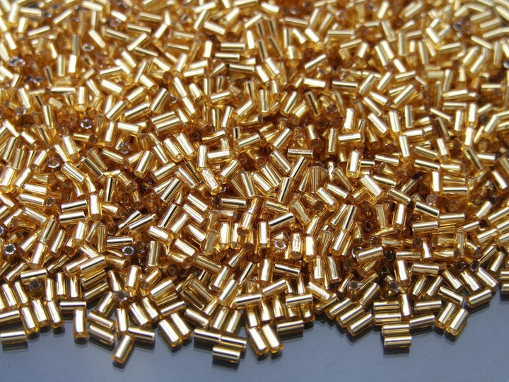 10g TOHO 3mm Bugle Japanese Seed Beads 22B Silver Lined Med Topaz Beadacious