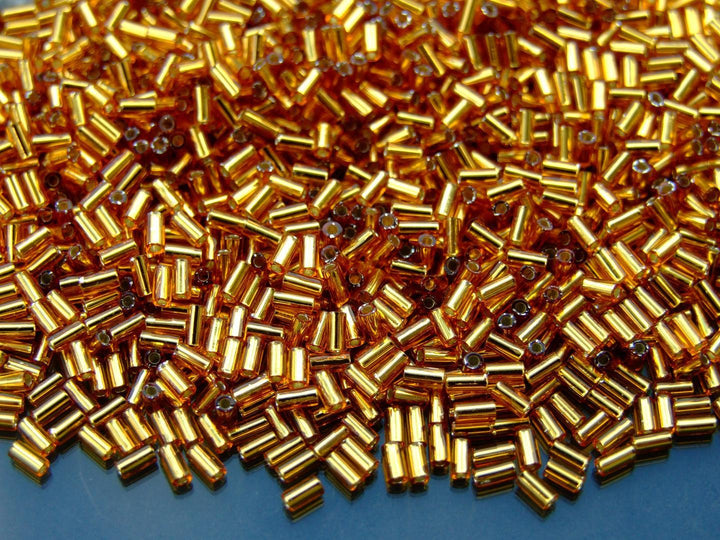 10g TOHO 3mm Bugle Japanese Seed Beads 22C Silver Lined Topaz Beadacious