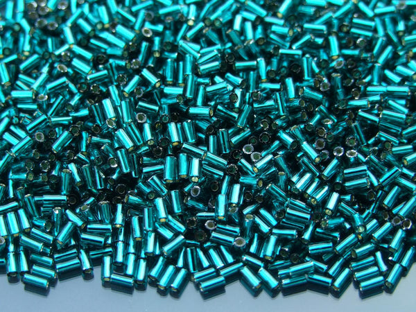 10g TOHO 3mm Bugle Japanese Seed Beads 27BD Silver Lined Teal Beadacious