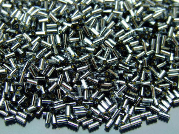 10g TOHO 3mm Bugle Japanese Seed Beads 29B Silver Lined Gray Beadacious