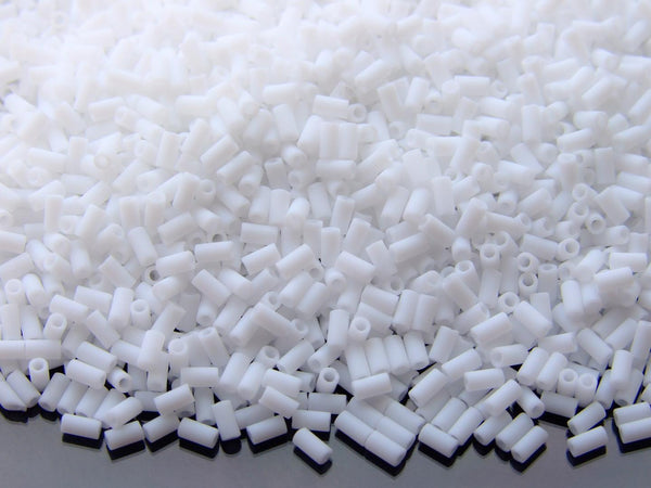 10g TOHO 3mm Bugle Japanese Seed Beads 41F Opaque White Frosted Beadacious