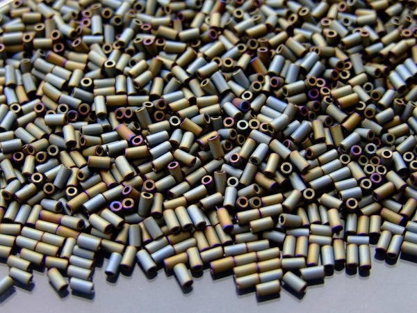 10g TOHO 3mm Bugle Japanese Seed Beads 613 Matte Color Iris Grey Beadacious