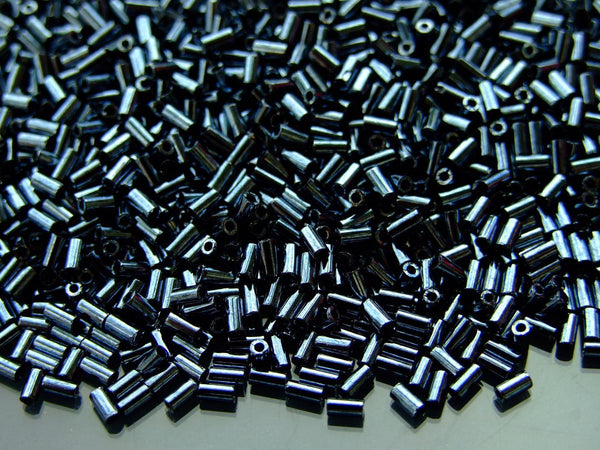 10g TOHO 3mm Bugle Japanese Seed Beads 81 Metallic Hematite Beadacious