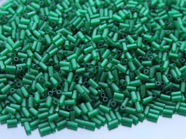 10g TOHO 3mm Bugle Japanese Seed Beads 939F Transparent Green Emerald Frosted Beadacious