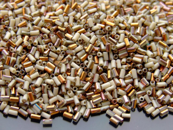 10g TOHO 3mm Bugle Japanese Seed Beads Y856F HYBRID Apollo Frosted Light Beige Beadacious