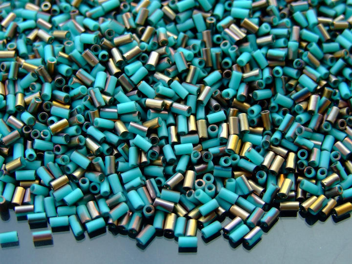 10g TOHO 3mm Bugle Japanese Seed Beads Y857F HYBRID Apollo Frosted Turquoise Beadacious