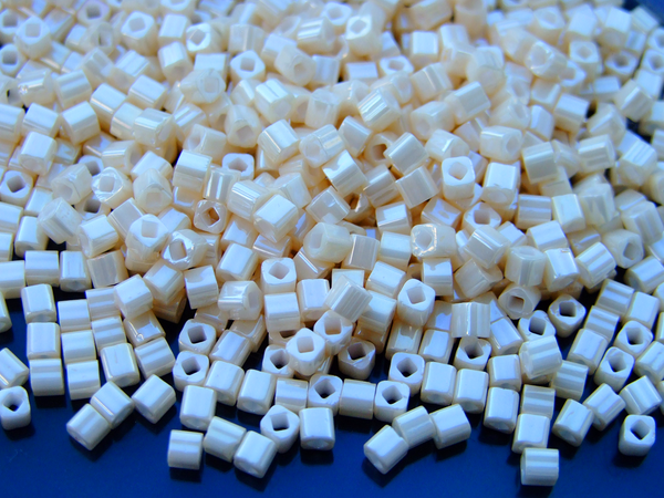 10g TOHO 3mm Cube Japanese Seed Beads 123 Opaque Light Beige Luster Beadacious