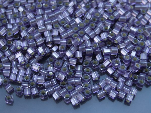 10g TOHO 3mm Cube Japanese Seed Beads 39F Silver Lined Frosted Light Tanzanite Beadacious