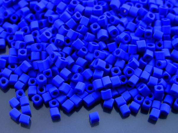 10g TOHO 3mm Cube Japanese Seed Beads 48F Opaque Frosted Navy Blue Beadacious