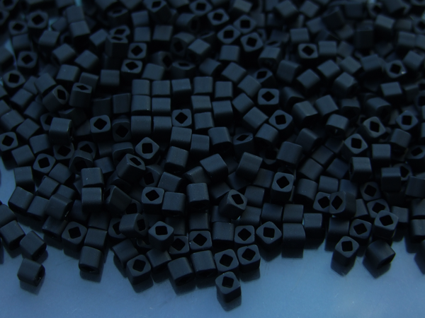 10g TOHO 3mm Cube Japanese Seed Beads 49F Opaque Frosted Jet Beadacious