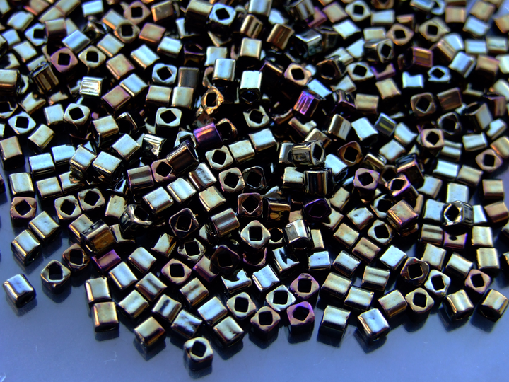 10g TOHO 3mm Cube Japanese Seed Beads 83 Metallic Iris Brown Beadacious