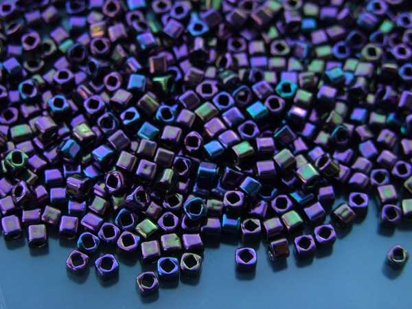 10g TOHO 3mm Cube Japanese Seed Beads 85 Metallic Iris Purple Beadacious