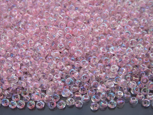 10g TOHO 3mm Magatama Japanese Seed Beads 171D Transparent Rainbow Ballerina Pink Beadacious