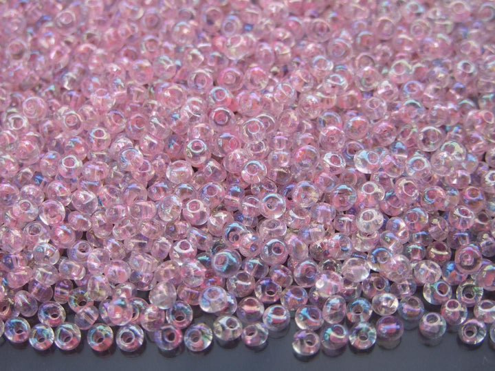 10g TOHO 3mm Magatama Japanese Seed Beads 171D Transparent Rainbow Ballerina Pink Beadacious